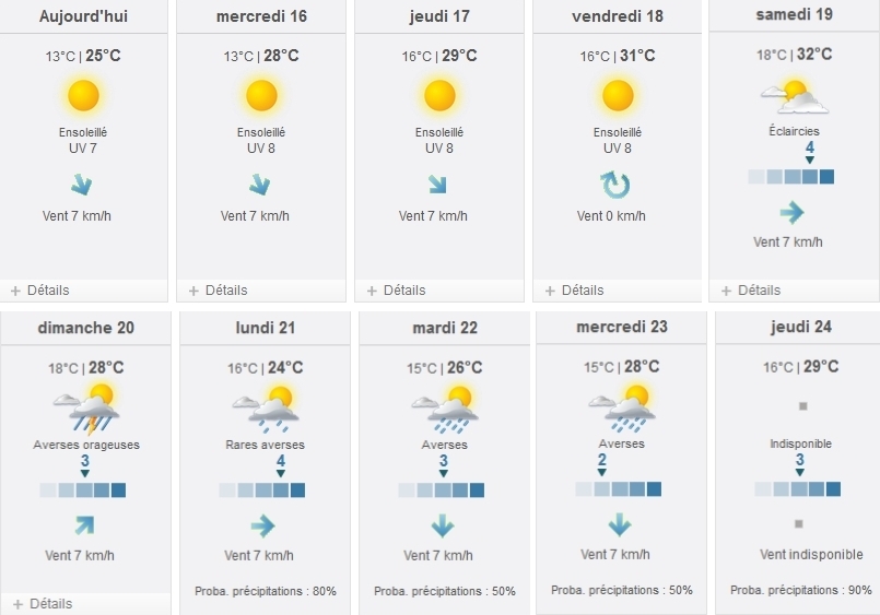 Météo à 10 jours (Annecy, juillet 2014)