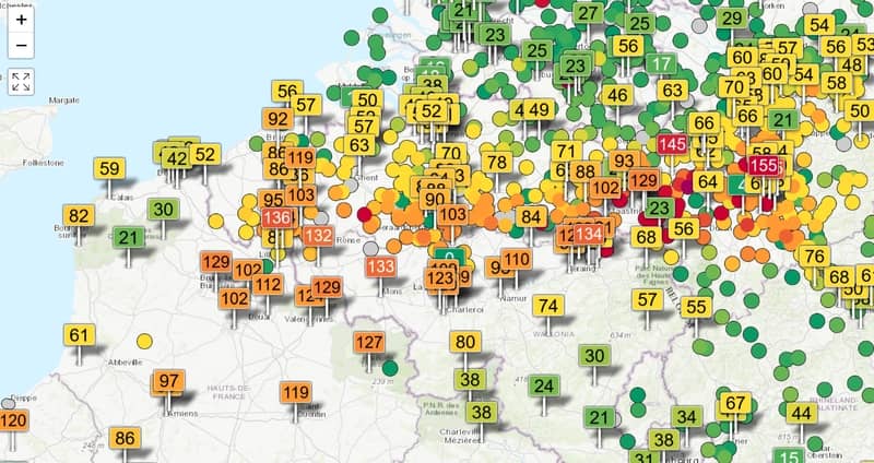 carte de pollution air